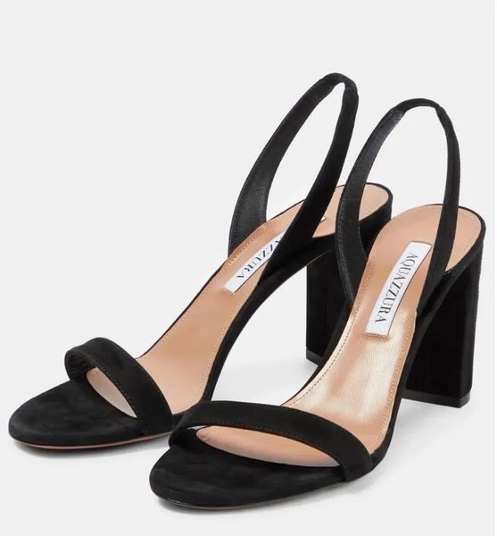 

summer essential azia evening so nude tie pump suede playful back party wedding bridal footwear lady high heels box 35-43, Black
