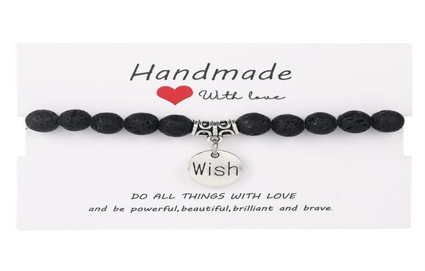 

black lava stone beads charm bracelet for women men 7 chakras fashion heart love friendship elephant pendant energy yoga elastic b5110861