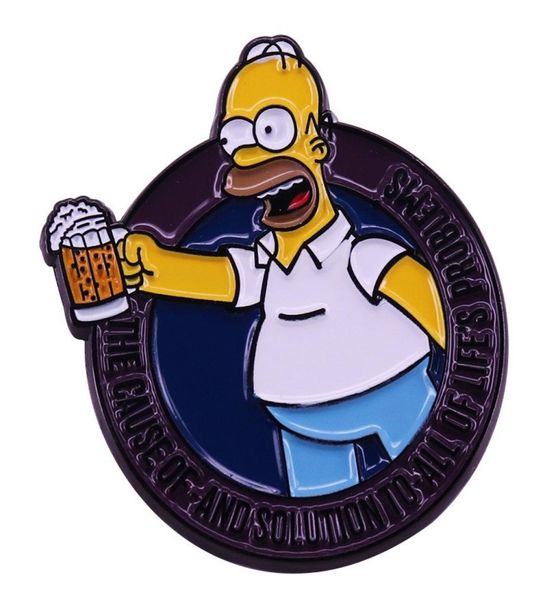 

popular cartoon simpson duff beer brooch animated sitcom badge funny anime pin clothes backpack accessories funny new year gift5375665, Blue