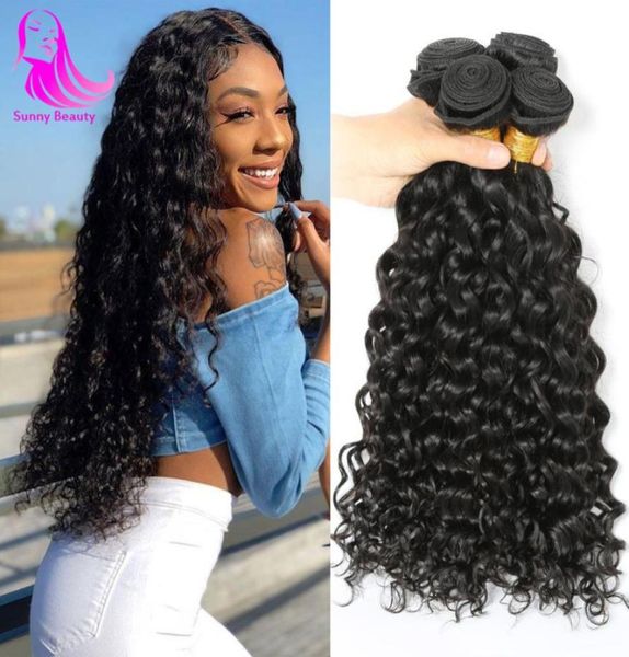 

brazilian water wave 4 bundles deals tssage bresiliens humain hair wet and wavy human weave wefts weaving extension natural 20 22 7291767, Black