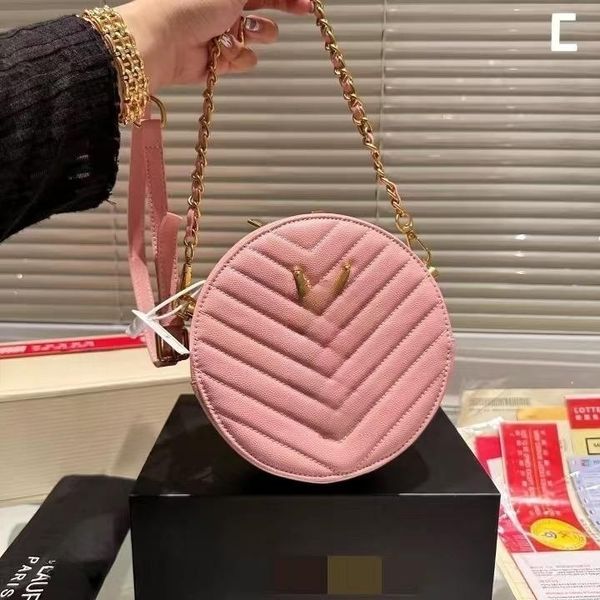 

2023 woman mini circle bags designer bag circular crossbody bag shoulder chain purse fashion cross body leather gold letter 5a quality