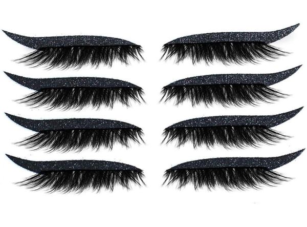 

false eyelashes 8pcs4pairs reusable lashes eyeliner and eyelash stickers waterproof easy to use remove tool1315553