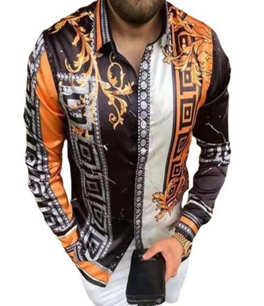 

men039s casual long sleeve shirts fashion flower 3d printed turndown collar slim fit gothic party singlebreasted shirt4729574, White;black