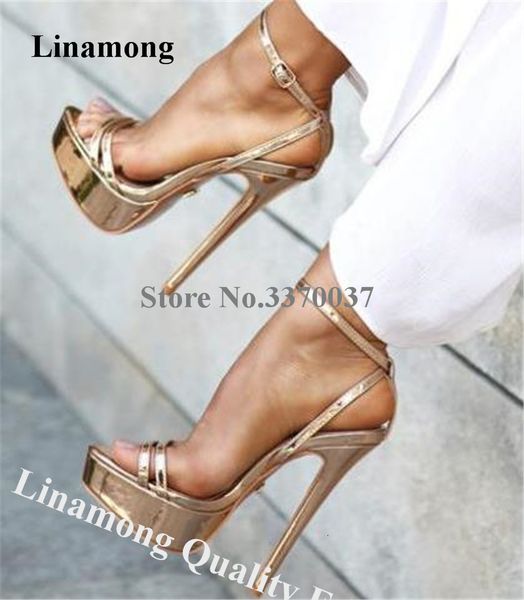 

sandals linamong elegant open toe high platform stiletto heel sandals gold silver black straps cross high heel sandals formal dress heel 230