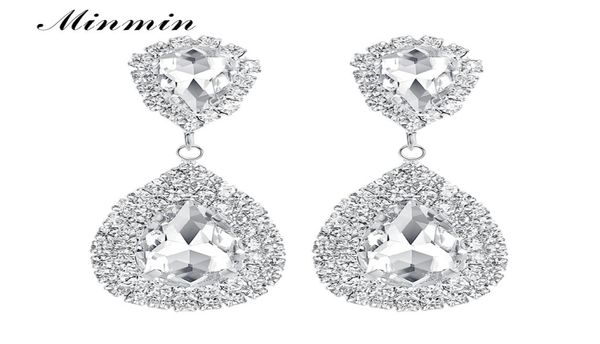 

minmin 6 colors teardrop crystal long earrings silver rhinestone bridal drop earrings for women party wedding jewelry 2019 eh0038649776, Golden;silver