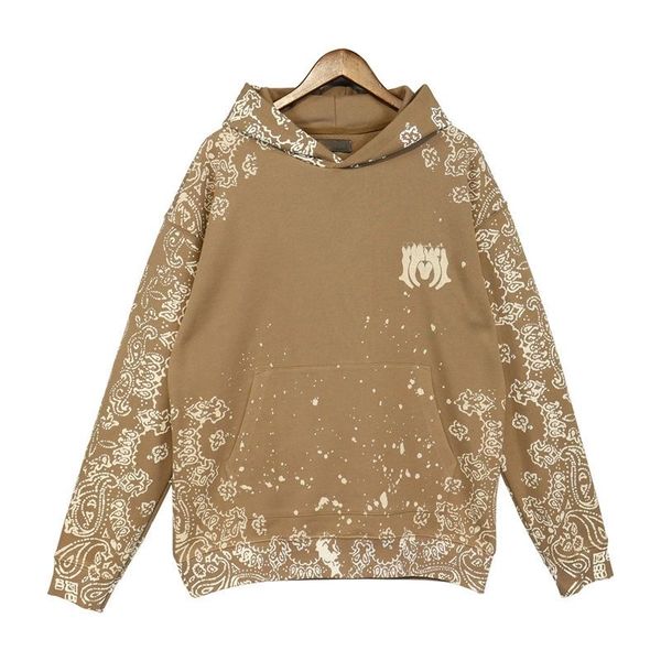

pullover mens designer fashion woemen hoodie brown bandana printing embroidery letter long sleeve street hip-hop hooded, Black