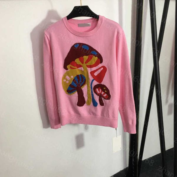

23ss women sweater womens designer clothing mushroom pattern crew neck long sleeve sweater knit womens clothing a1, White;black