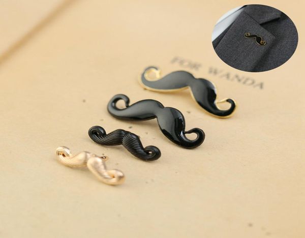 

new fashion black golden moustache enamel brooches pins small suit shirt collar lapel pins badge settings for men boy party wear w7335650, Gray