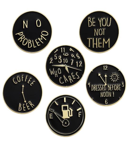 

vintage black color clock cute brooches pin for women kids fahsion jewelry shirt coat dress denim bag decor metal enamel pin2880830, Gray