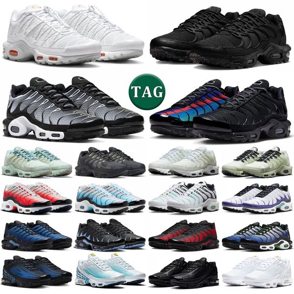 

2023 tn plus 3 terrascape running shoes men women tns utility triple white black anthracite hyper university blue gradient mens trainers out