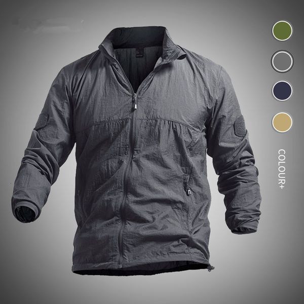 

men's jackets military quick dry jacket men summer tactical waterproof zipper skin coat ultra light thin casual outwear 230719, Black;brown