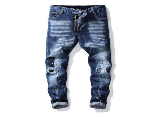 

mens rips stretch blue jeans fashion slim fit washed motocycle denim pants panelled hip hop trousers7652064