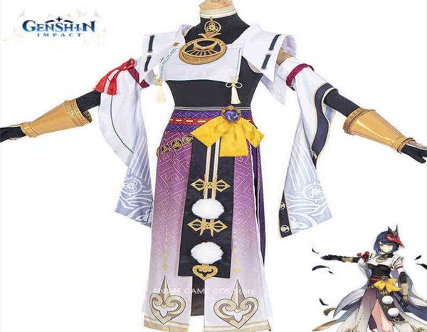 

cos kujou sara anime genshin impact costume cosplay suit game animation female full set clothing halloween role playing dress wig 1262979, Black