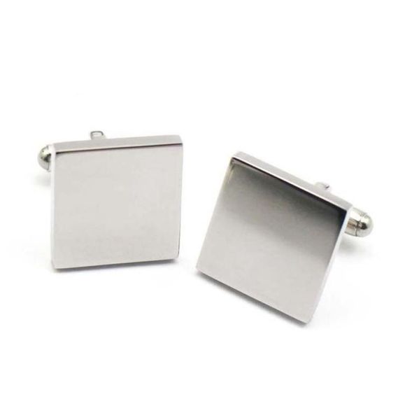 

fashion metal classic cufflinks 316l stainless steel plain silver square casual cuff links blank for women men 20176271090