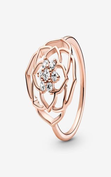 

100 925 sterling silver rose petals statement ring for women wedding engagement rings fashion jewelry9319302, Slivery;golden