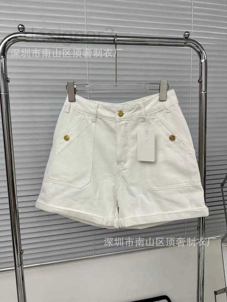 

women's shorts designer small gold buckle with large pocket, white women's denim short skirt, siro textile fabric trend p8v7, White;black