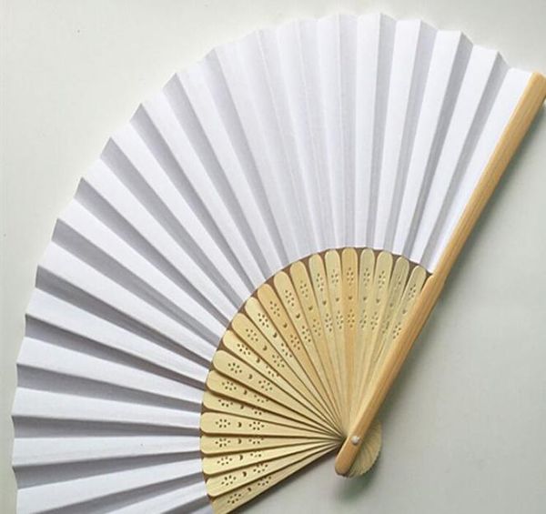 

23 cm wedding white color paper hand fan wedding party decoration promotion favor5929088
