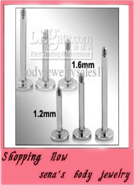 

l21wholes 300pcslot mix 6 8 10mm body jewelry lip piercing labret bar6546421, Black