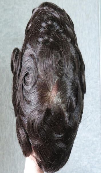 

men039s toupee hair replacement human hair long lasting adhesive hairpiece swiss lace toupees system lace front wigs for men8009125, Black