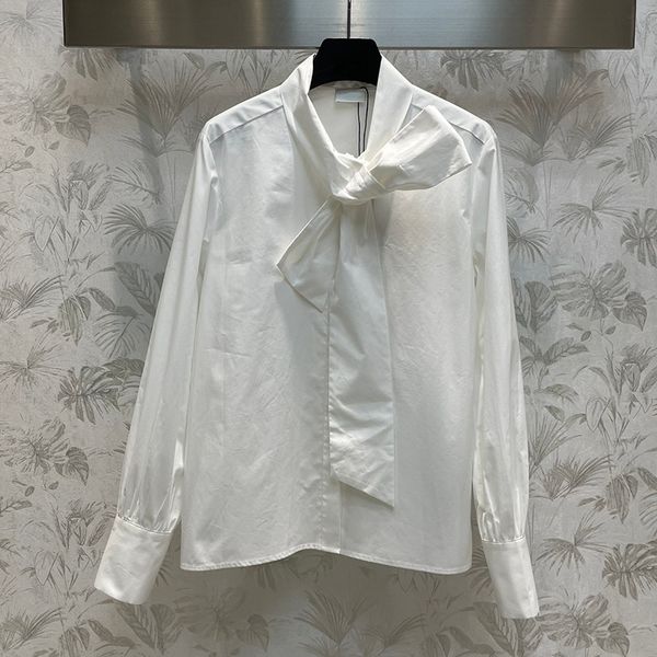 

irregular tie blouse women white gentle style elegant lady shirt luxury new designer all match fashionable leisure long sleeve clothes