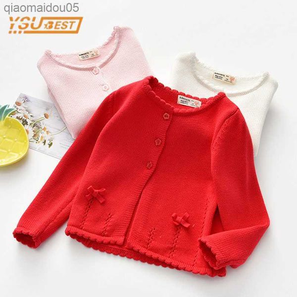 

new 2021 autumn winter kids girls clothing baby children girls baby long sleeve bowknot knitted cardigan coat clothes l230712, Blue;gray