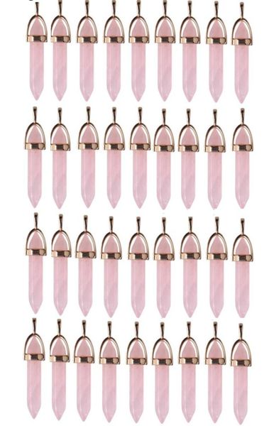 

gold color natural stone rose quartz stones crystal pillar charms chakra pendants for necklace earrings making accessories wholesa5894118, Bronze;silver