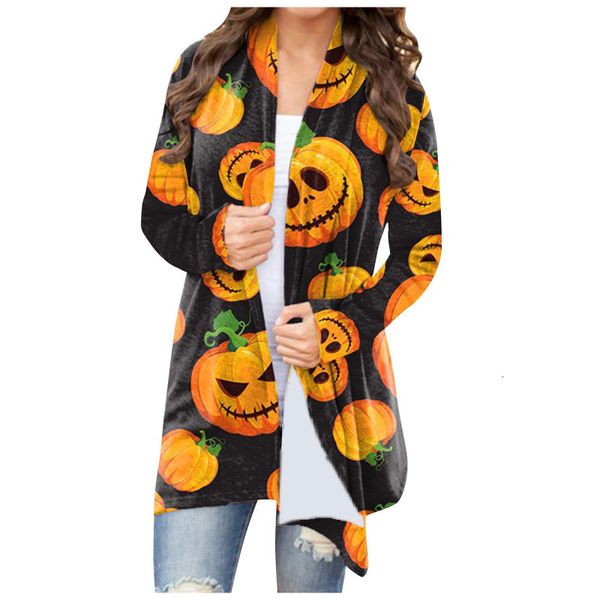 

women's jackets casual versatile halloween printed thin coat cardigan basic jackets for women fashion woman clothes streetwear ropa de, Black;brown