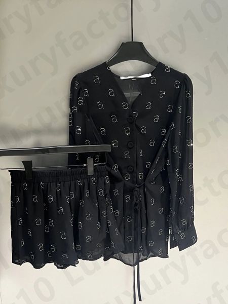 

two-pieces tracksuit women shorts set letter design long sleeve v-neck shirt and waist loose high mini shorts, Gray;blue