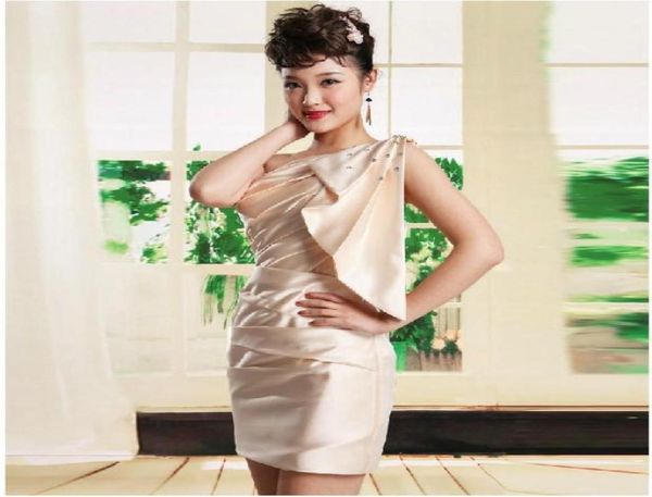

new arrival lady mini oneshoulder bridesmaid gown party evening cocktail dress skirt7861189, White;pink