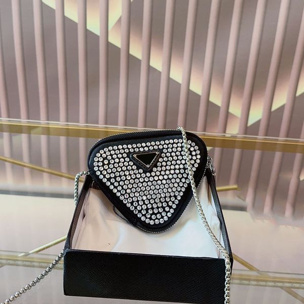 

triangle change bag chain rhinestone crossbody shoulder sling bag clutch handbag purse shopping wallet women underarm bags ladies handbags m