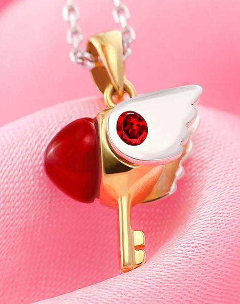 

card captor cardcaptor sakura seal key 925 sterling silver pendant necklace cosplay necklaces silver chain rope chain box6091381