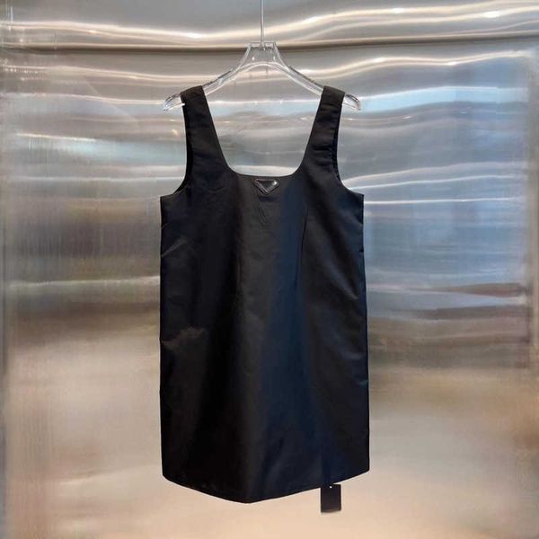 

23ss new dress classic triangle suspender dress nylon a-line slim tank dresses summer womens clothing, Black;gray
