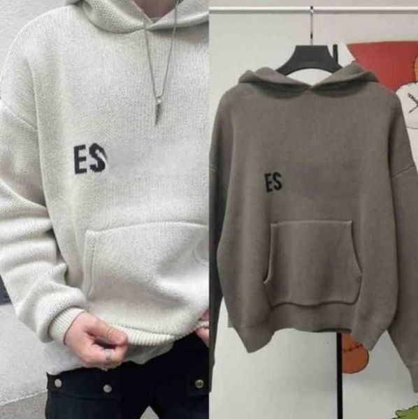 

men's hoodies sweatshirts hoodie essentialhoodie men essentiel knitted sweater essent hoody letter long sleeve sweatshirt loose essenta, Black