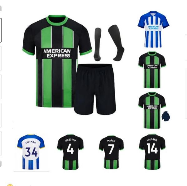 

23 24 fc club mac allister soccer jerseys wellbeck mitoma caicedo march trossard lamptey maupay march gross football shirt kits seagull bula, Black;yellow
