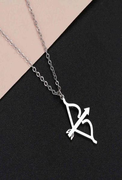 

cxwind classic cupid bow and arrow archer pendant necklace women archery stainless steel link chain jewelry3529597, Silver