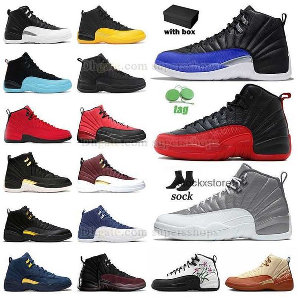 

box with jumpman 12 12s stealth basketball shoes designer mens sneakers man new retros gs floral eastside golf hyper royal palyoffs ov white, Black