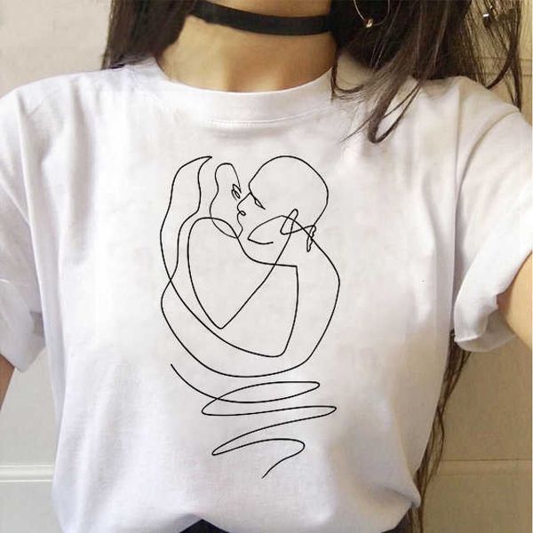 

summer t-shirt abstract funny face girl street short sleeve women's round neck loose white t-shirt top