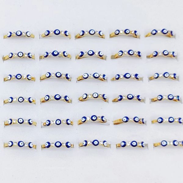 

wholesale 10 /20/30/50 pcs punk cute pretty gold plating striking stainless steel eyes rings women party fashion finger jewelry, Slivery;golden