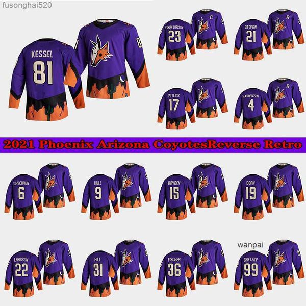 

23 oliver ekman-larsson phoenix arizona coyotes 2021 reverse retro jersey 9 clayton keller 81 phil kessel 4 niklas hjalmarsson(a) hockey, Black;red