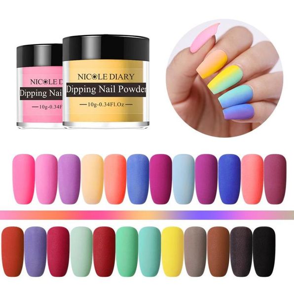 

2021 new nicole diary 10g matte color dipping nail powder natural dry nail art decoration without lamp cure nail dust dec6316024, Red;pink