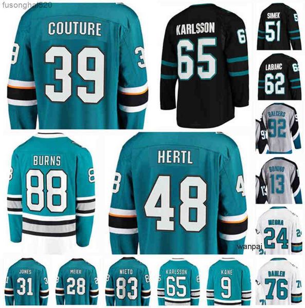 

2022 san jose brent burns hockey jersey logan couture tomas hertl erik karlsson timo meier matt nieto kevin labanc sjs custom stitched men, Black;red
