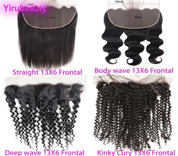 

brazilian virgin 13x6 lace frontal straight closures body wave deep wave kinky curly peruvian indian malaysian human hair 13 by 62605242, Black;brown