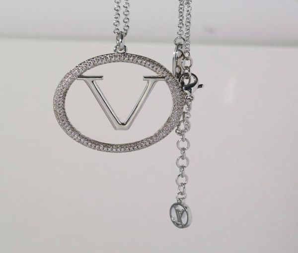

luxury designer 18k rose gold diamond inlay couple jewelry necklace pendant necklaces men women fashion accessories nice5385507, Silver