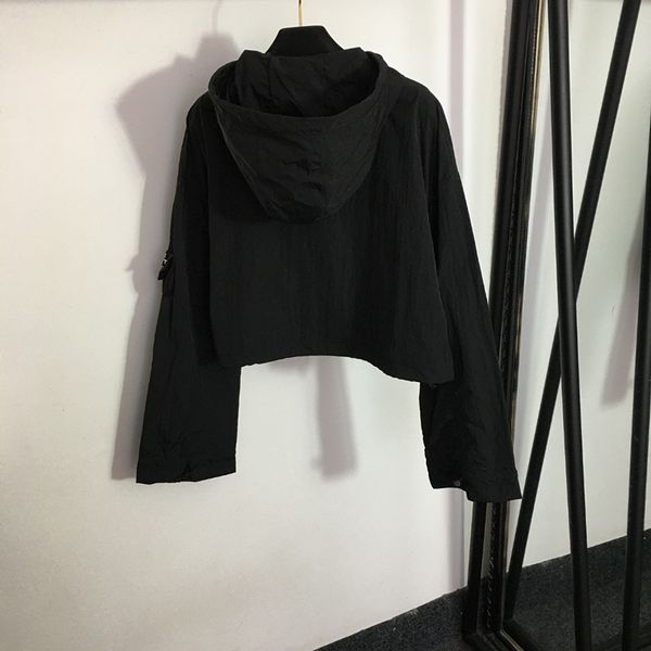 

big pocket hoodies shirt zipper designer fashion letters print tees fall breathable t shirt hooded design ladies tees, Black