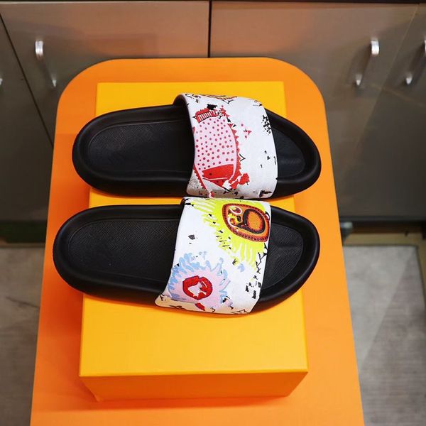 

designer slides sandals women fashion platform embroidered letter canvas slippers chunky sandal thick bottom famous slide slipper rub 0718, Black