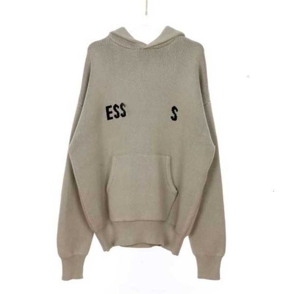 

es designer mens women essentialhoodie hoodies letter essentail knit hoody knitted sweaters casual pullovers essent autumn winter spring fas, Black