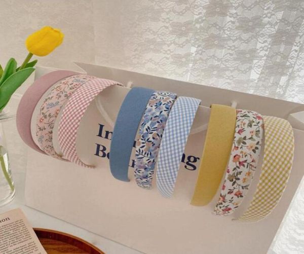 

girls floral printed hair stick cloth plaid hairband elegant women kids flower plaids hairbands accessories a70887016294, Slivery;white