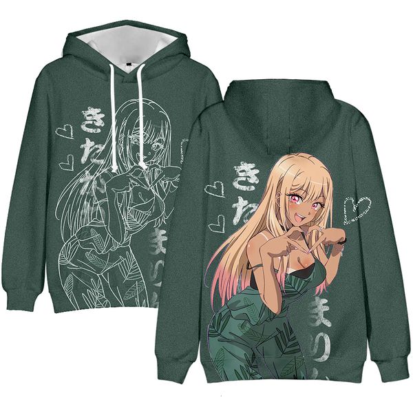 

men's hoodies sweatshirts fashion 3d comic my dressup darling sweatshirt men women casual harajuku hooded autumn boys girls tracksuits, Black