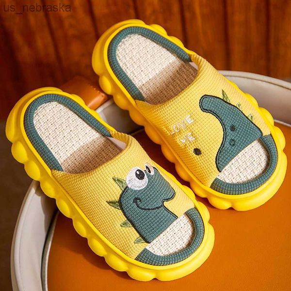 

men home slippers cute cartoon dinosaur male platform slippers soft boy house slippers children indoor slides all season l230518, Black;grey