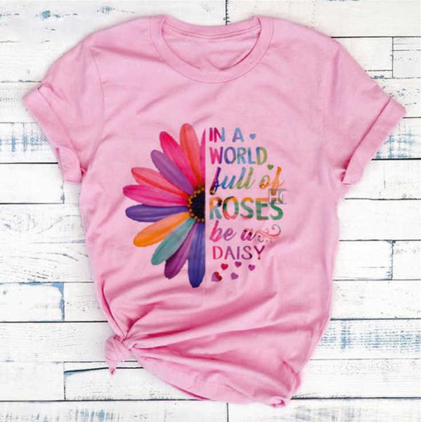 

sunflower woman t-shirt sunflower print women's pink t-shirt underlay short sleeve, White